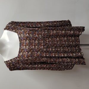 American Eagle Ditsy Floral Square Neck Long Sleeve Boho Top Women's Size Large